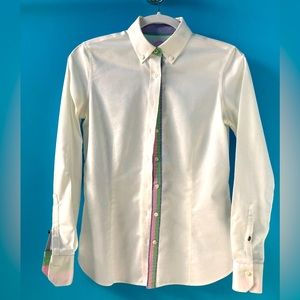 Brooks Brothers 0 tailored fit cotton white shirt with contrast accents